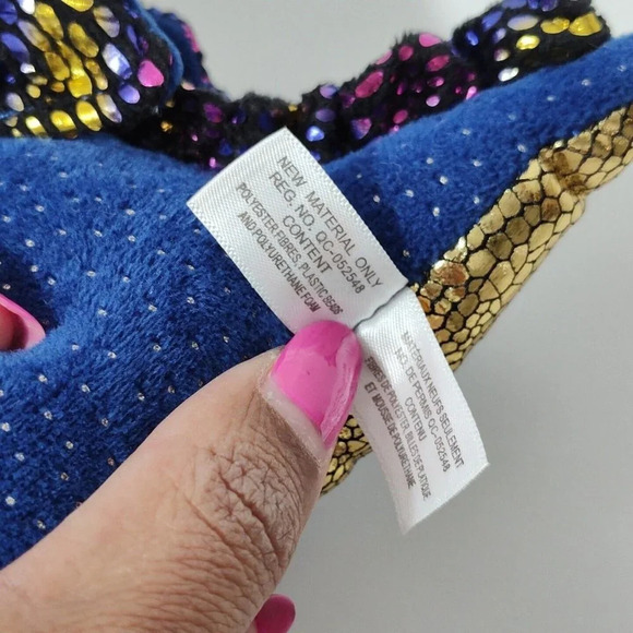 Ty Beanie Boos Saffire Blue Gold Metallic Dragon Plush Stuffed Animal Hang Tags - Picture 8 of 11